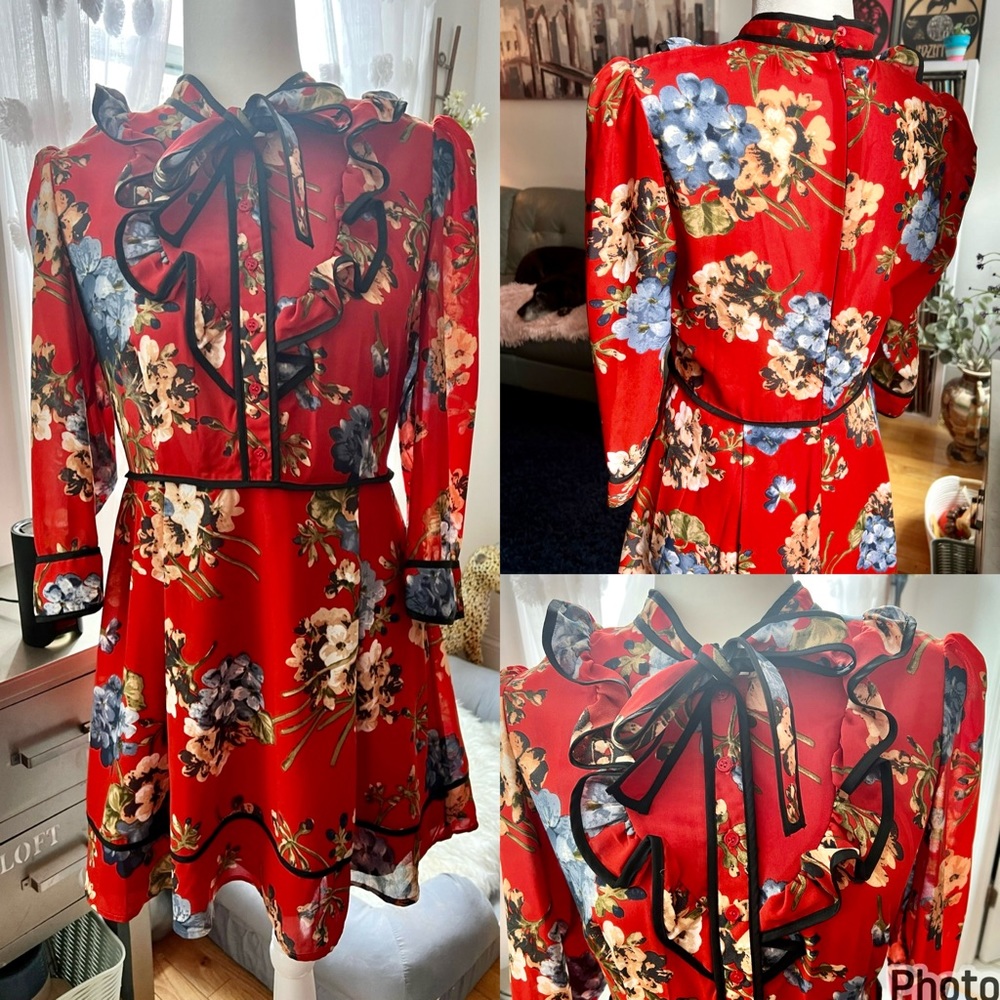 Vintage-inspired floral kitty-bow dress